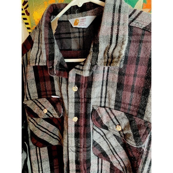 Carhartt LOOSE FIT HEAVYWEIGHT FLANNEL LONG-SLEEVE PLAID - Picture 1 of 8